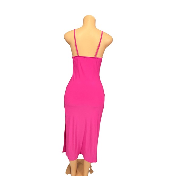 Bebe‎ Women S Pink Spaghetti Strap Cowl Neck Midi Sheath Dress NWT - Picture 5 of 5